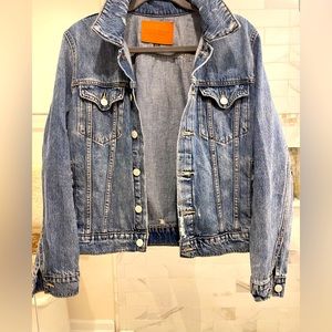“Lucky Brand” jean distressed jacket! Fits like a medium, not a large.
